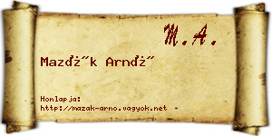 Mazák Arnó névjegykártya